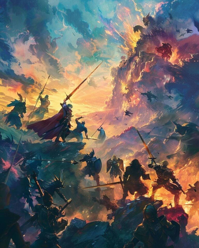 Epic battles and heroic moments come alive in these stunning fantasy illustratio