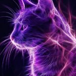 Step into a world of electrifying enchantment with these stunning neon cat artwo