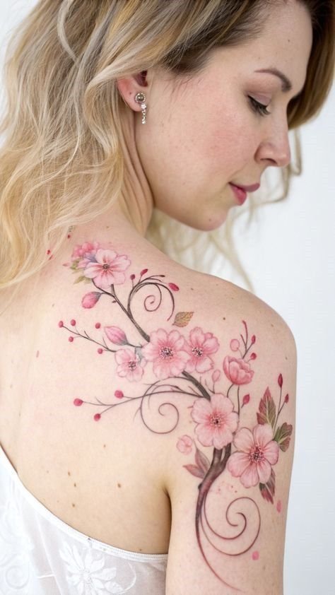 cherry blossom tattoos for women