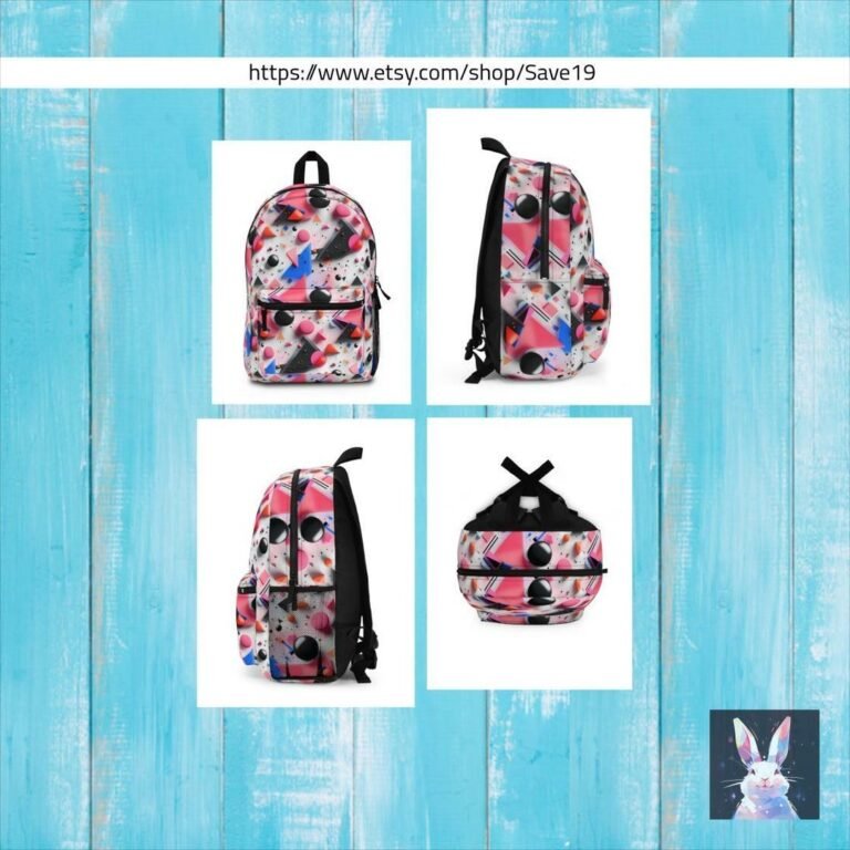 Pink Contemporary Geometric Backpack