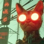 In the glow of a neon dystopia, a feline sentinel beams, eyes alight with the da