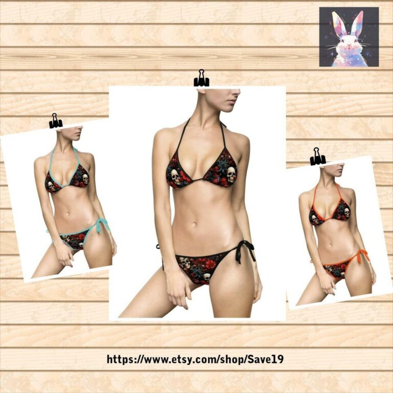 Rose Skull Bikini Set - Edgy Summe Women's Bikini Swimsuit (AOP)