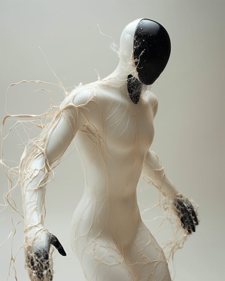 A vision of the future, or a figment from a digital dream? This enigmatic figure