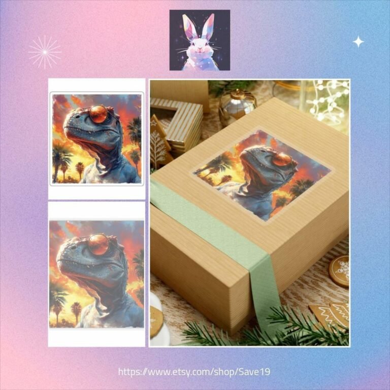 Chill T-Rex Sunset Sticker - Retro Dinosaur Decal Kiss-Cut Stickers