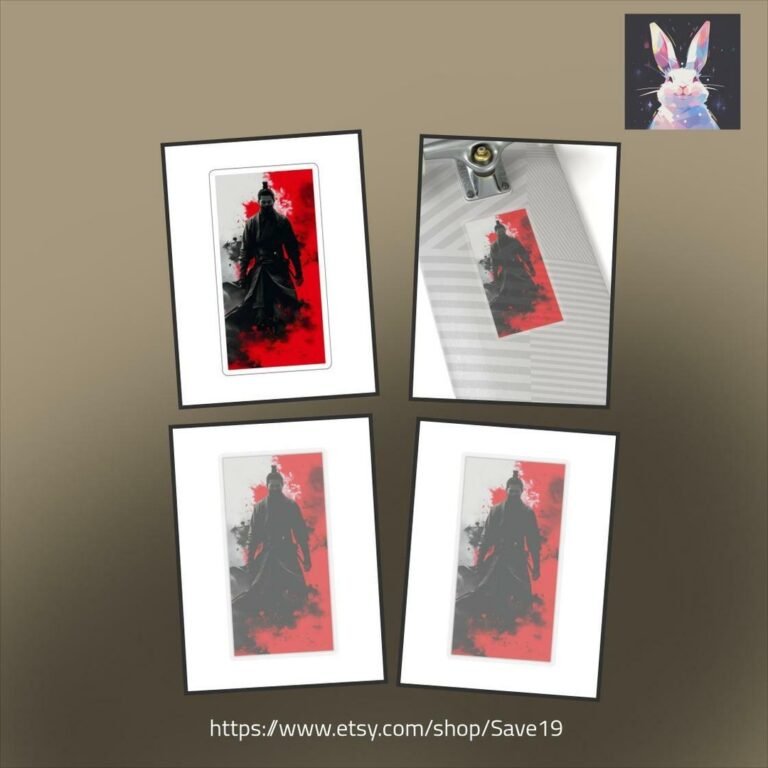 Crimson Samurai Warrior Sticker - Bold Ninja Decal Kiss-Cut Stickers