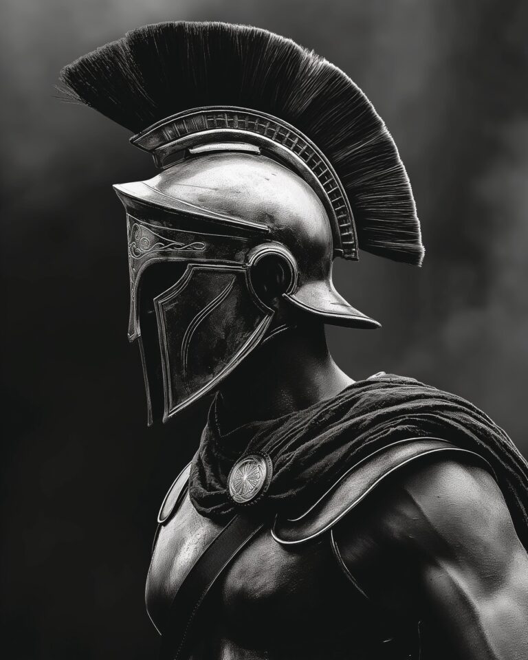 Shadows of the past linger in the steel and valor of the warrior. Poised and sil