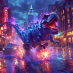 When prehistoric meets neon, the city streets turn into a canvas of untamed imag