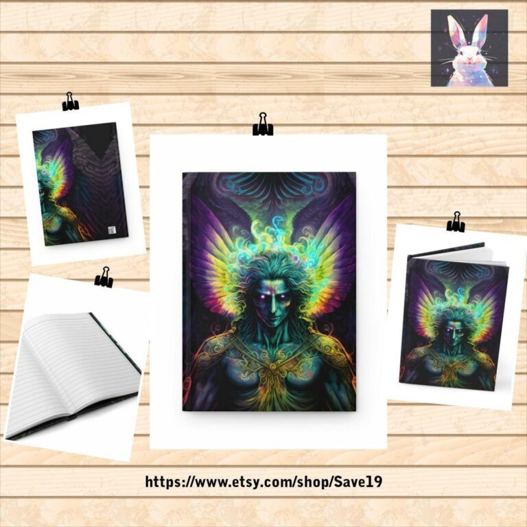 Psychedelic, Fallen Angel, Colorful Hardcover Journal Matte