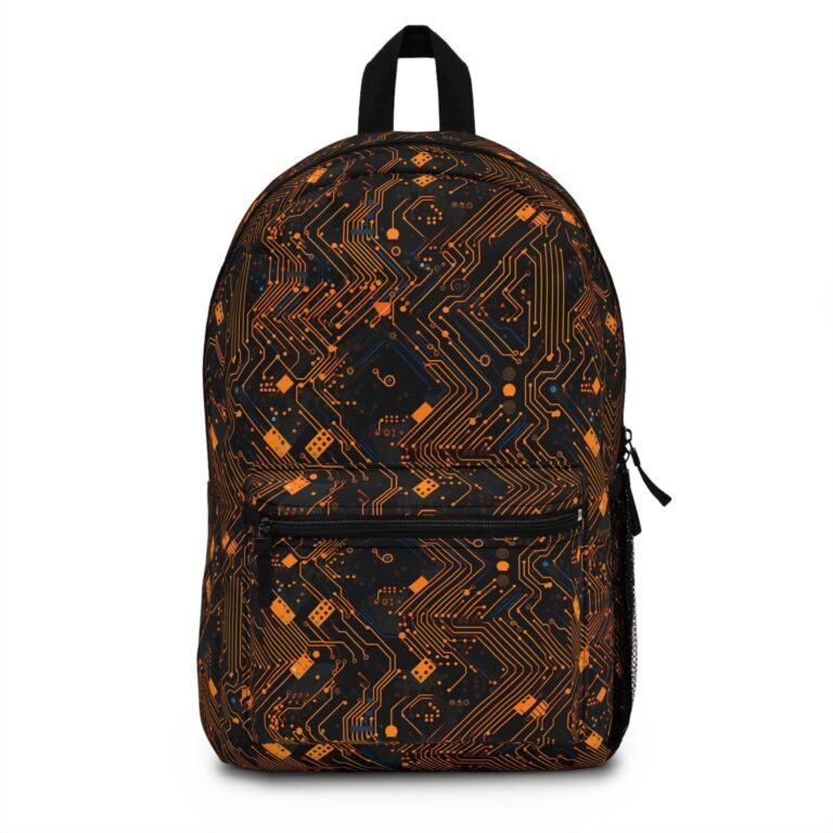 Orange and Black Cyber-Tech Backpack