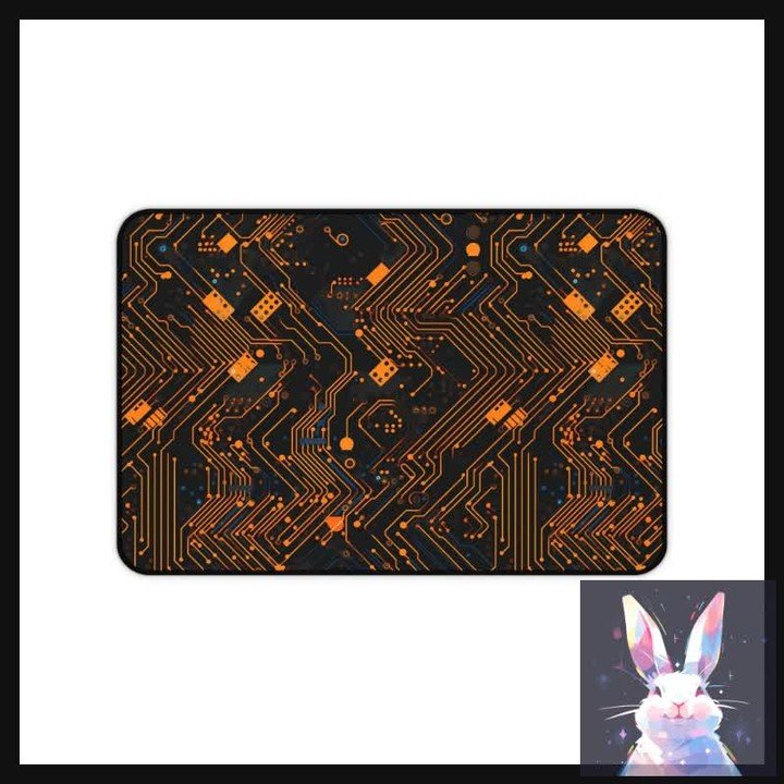 Orange and Black Cyber Tech Desk Mat