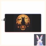 Black Halloween Cat LED Gaming Mouse Pad