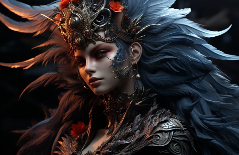 Unveil the captivating fusion of darkness and beauty with AI-generated art!  Beh