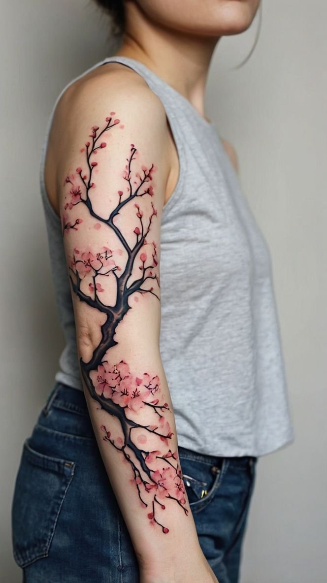 cherry blossom tattoos for women
