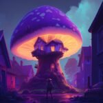 Welcome to the magical world of purple mushroom homes!  These cozy little abodes