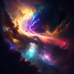 Behold the stunning beauty of the colorful galactic storm!  This incredible natu