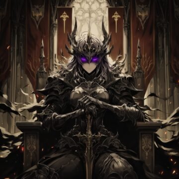 The King of Spades sits upon a throne of ruin and silence—his armor forged from