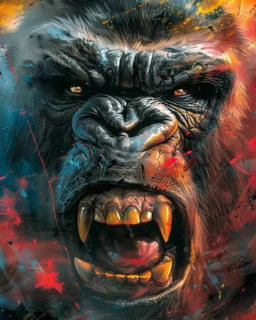 Unleashing the beast within!  This King Kong artwork is a fierce explosion of ra