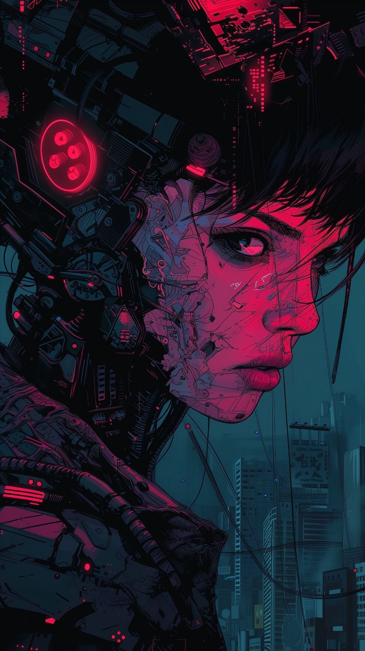 colourful character portrait in ghost in the shell skeletal, in the ...